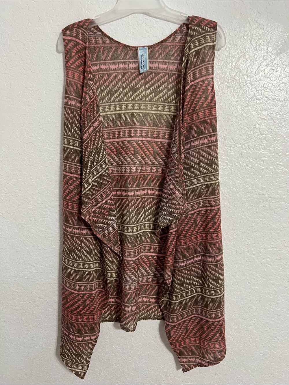 M. Fasis By California Blue Long Open Front  Knit Sweater Top  Size L #166